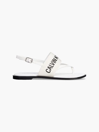 Calvin Klein Cipők HU069564 | Calvin Klein Bőr Női Szandál Világos Fehér